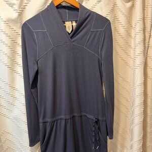 Indygena Dress Size S Navy V-Neck Drop Waist Drawstring